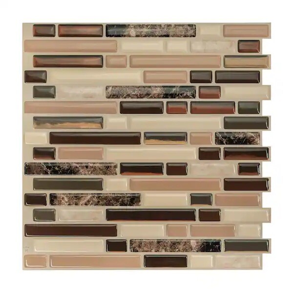 10.06 x 10 in. Bellagio Keystone Brown Self-adhesive Vinyl Peel and Stick Tile