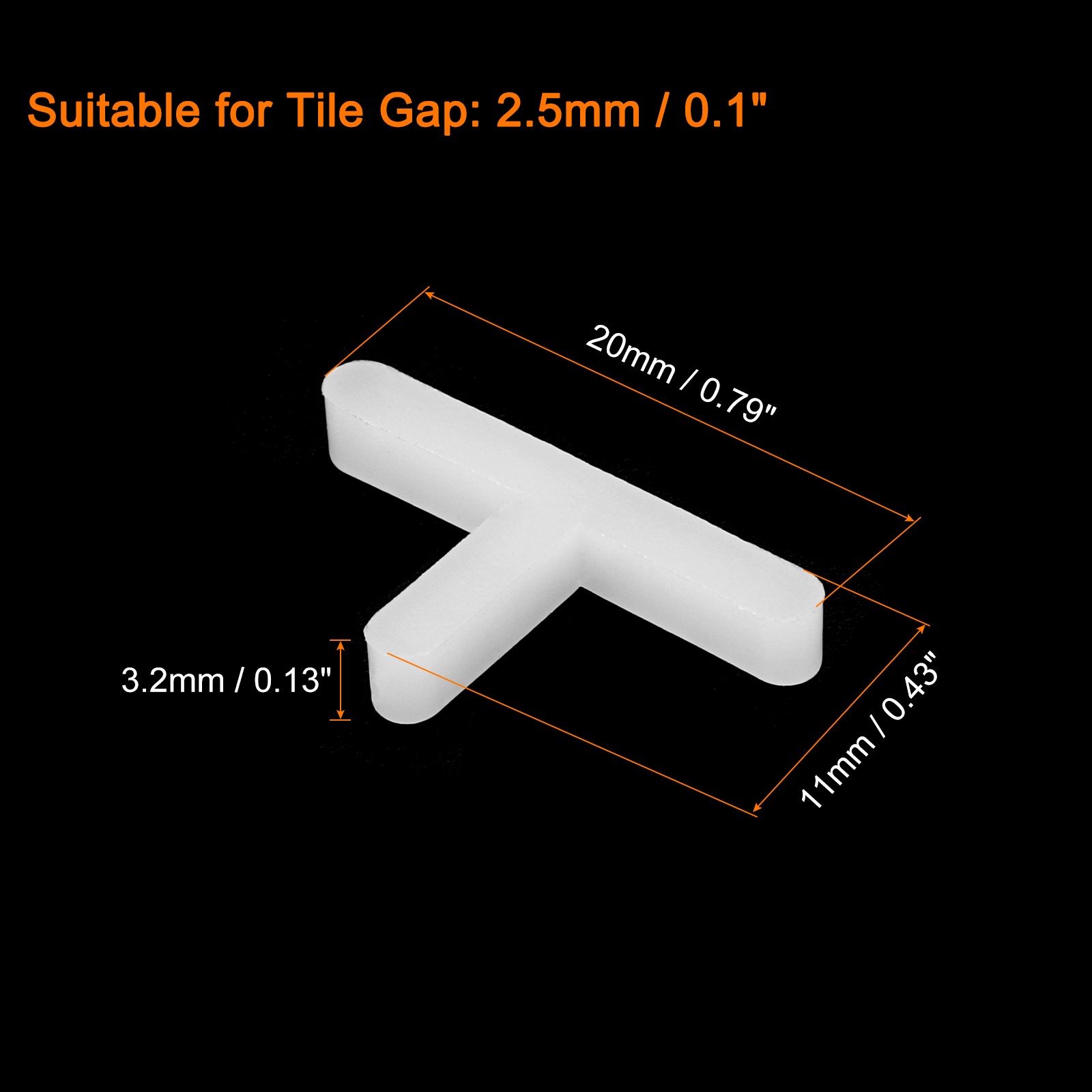 500Pcs Wall Floor Tile Plastic T Shape Spacers Tiling Tools 2.5mm 3/32″ White