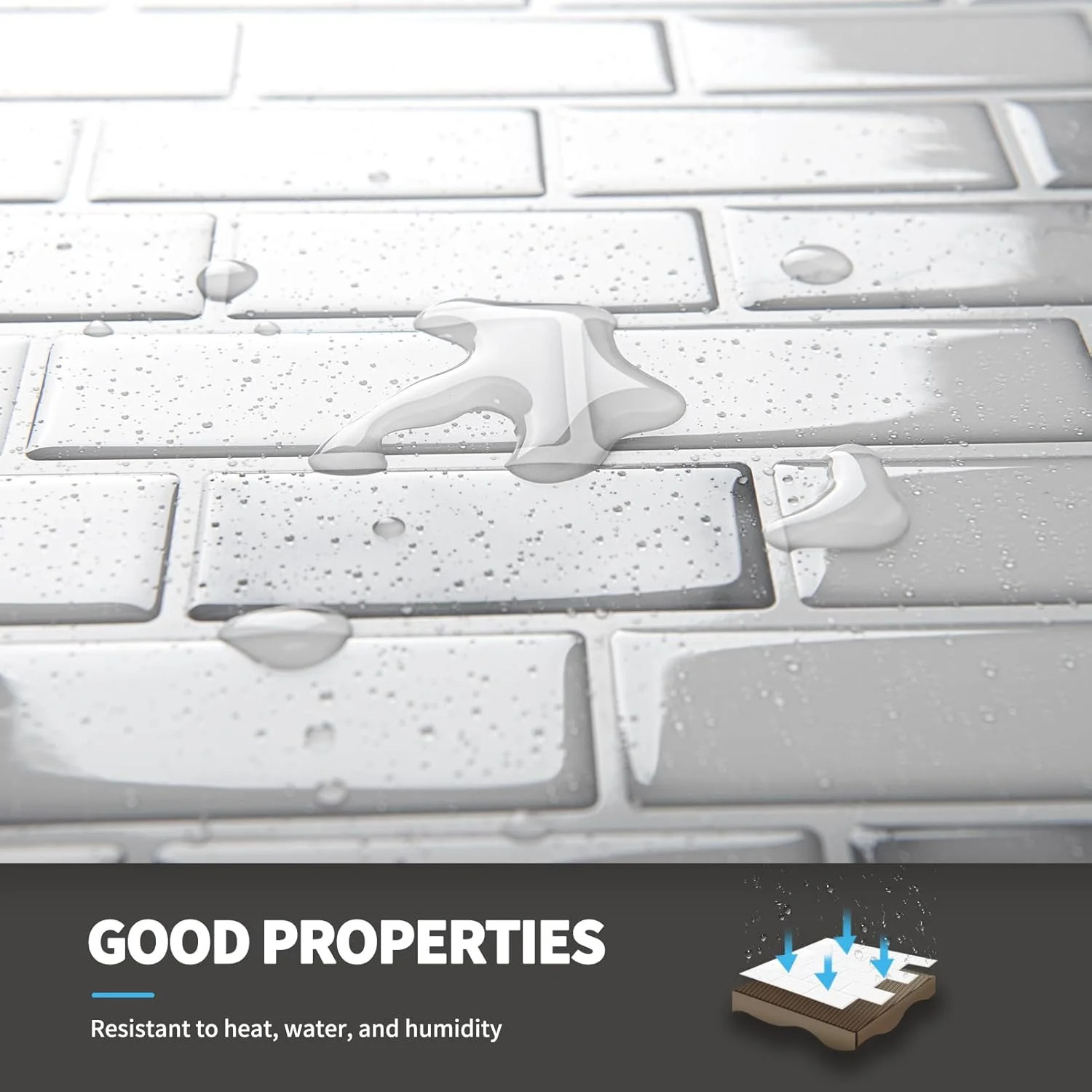 10-Pack Peel and Stick Stone Backsplash Tile, 12″ x 12″, White Marble | Strong A