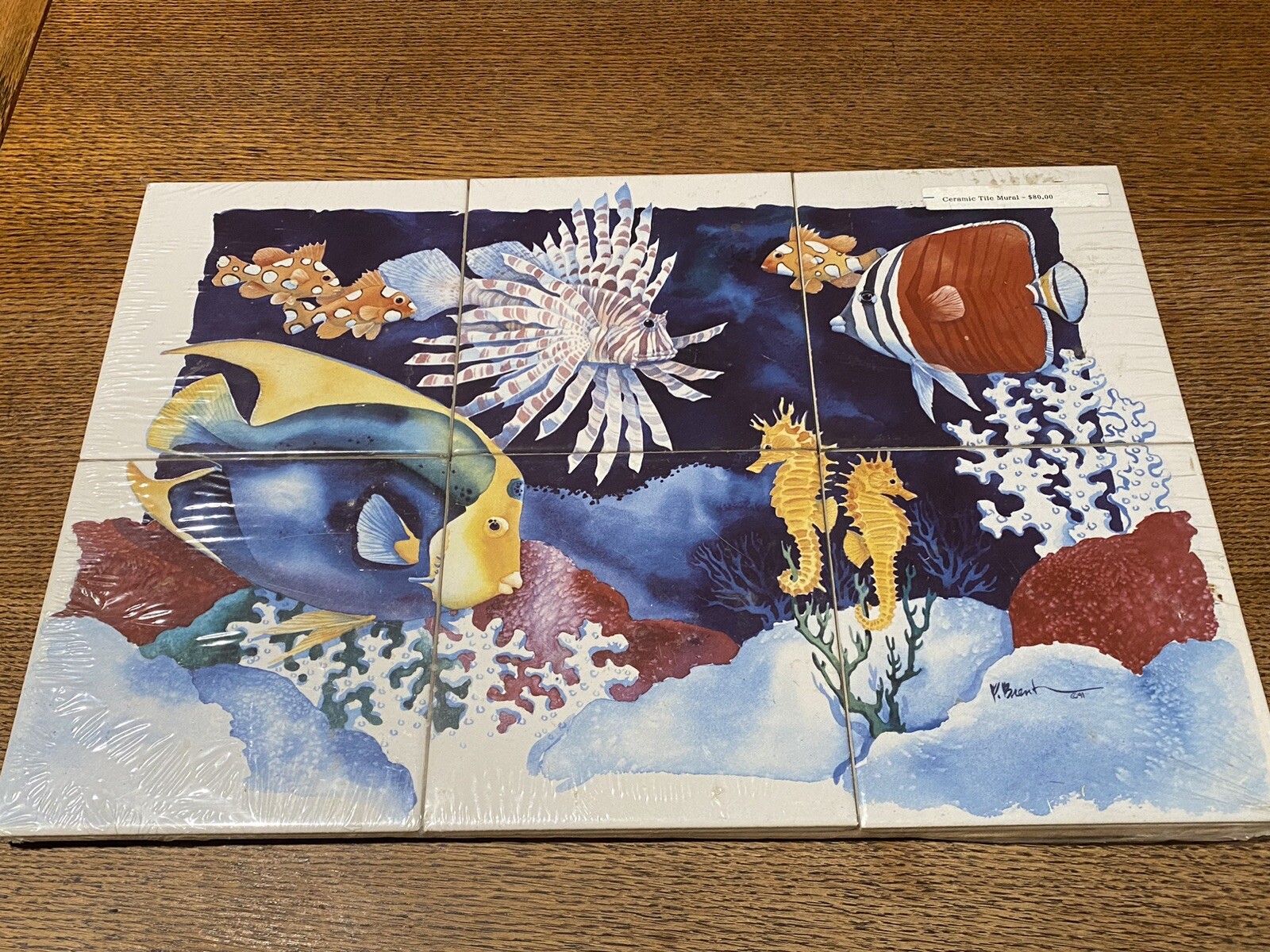 Ocean Sea Coral Reef Fish Scene Ceramic Tile Mural New Sealed Paul Brent 6” Tile