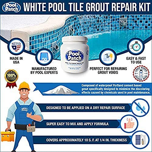 Pool Tile Grout Repair Kit 3 Pound White Waterproof Cement Bonder Fast Setting