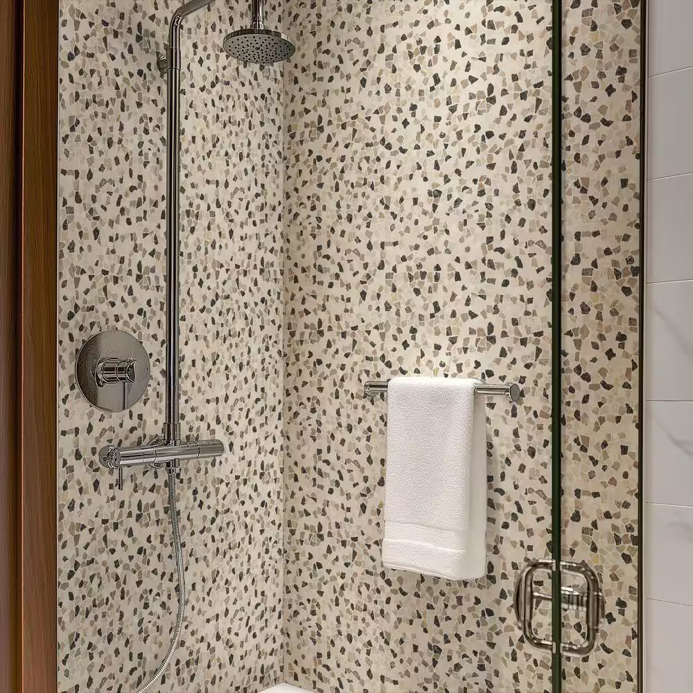 Mix Marble Pebbles 11.42 In. X 11.42 In. X 10 Mm Tumbled Marble Mosaic Tile (9 S