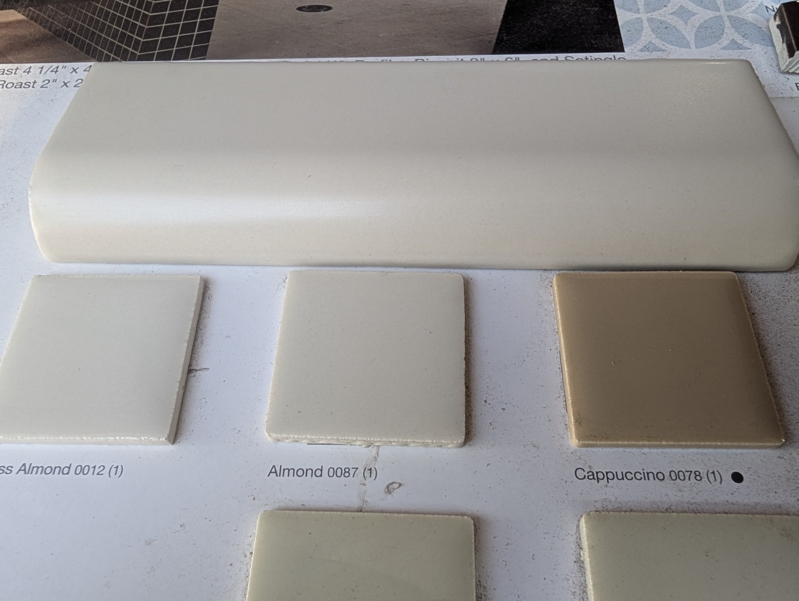 2 pc American Olean Ceramic Tile Mud Cap 2×6 Bullnose A4200 Matte Almond #87 USA