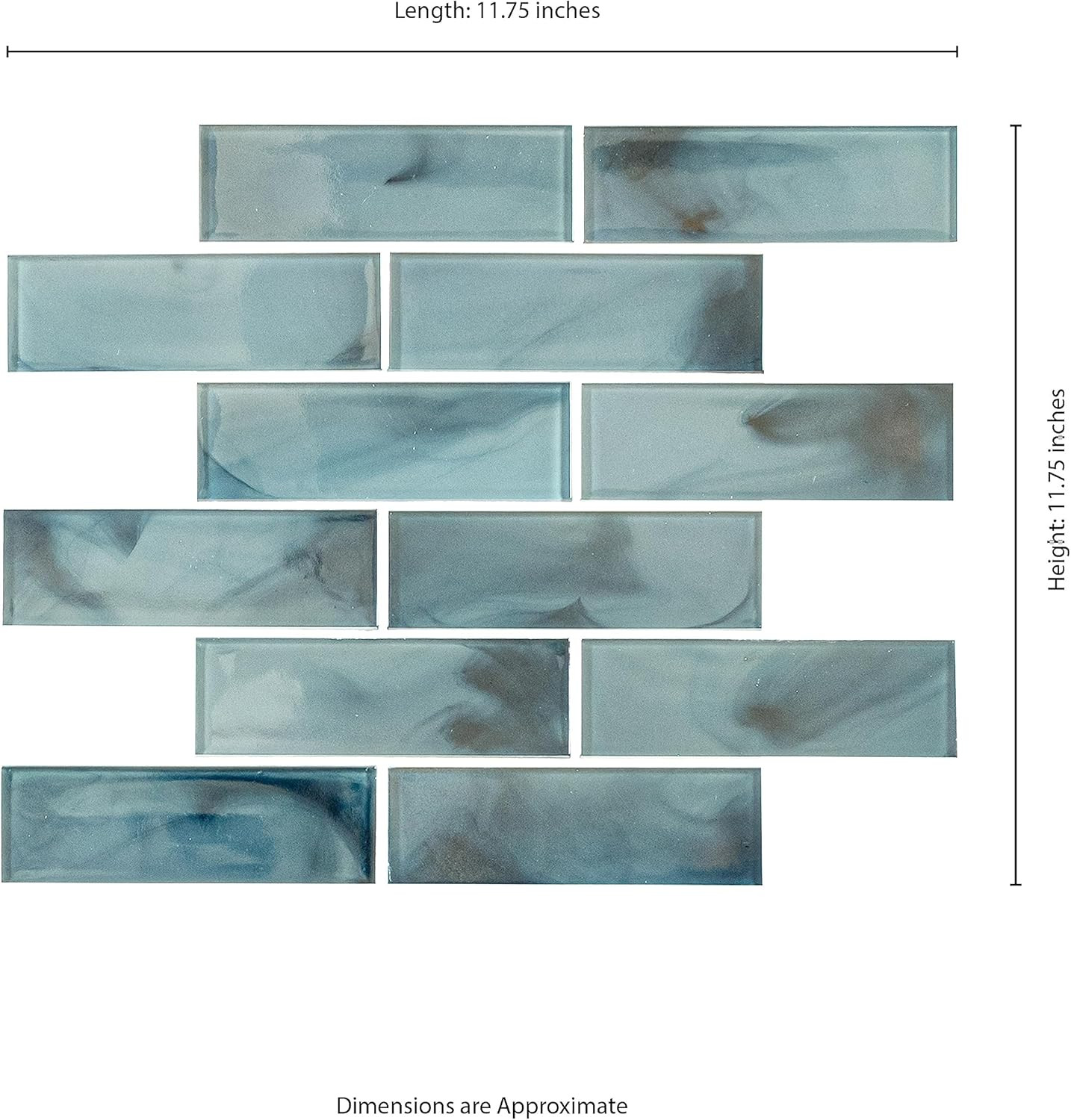 Blue Shimmer Glass Subway Tile 11.75″x11.75″ for Stunning Backsplashes