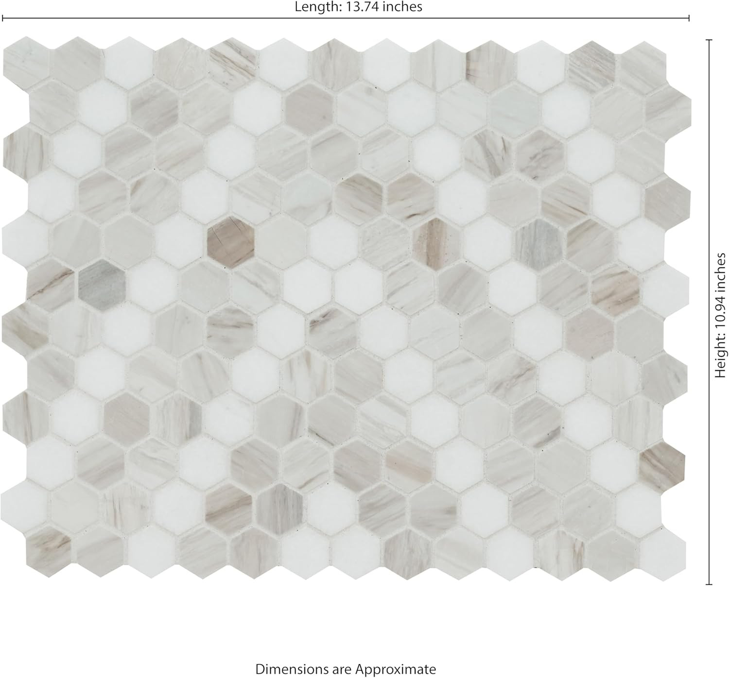Angora Sazi 11×14 Polished Marble Hexagon Tile for Elegant Kitchens & Baths