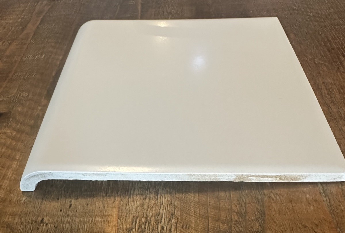 6×6 Ceramic Bullnose Tile Matte Bisque Biscuit Off White Wall Trim Piece Single