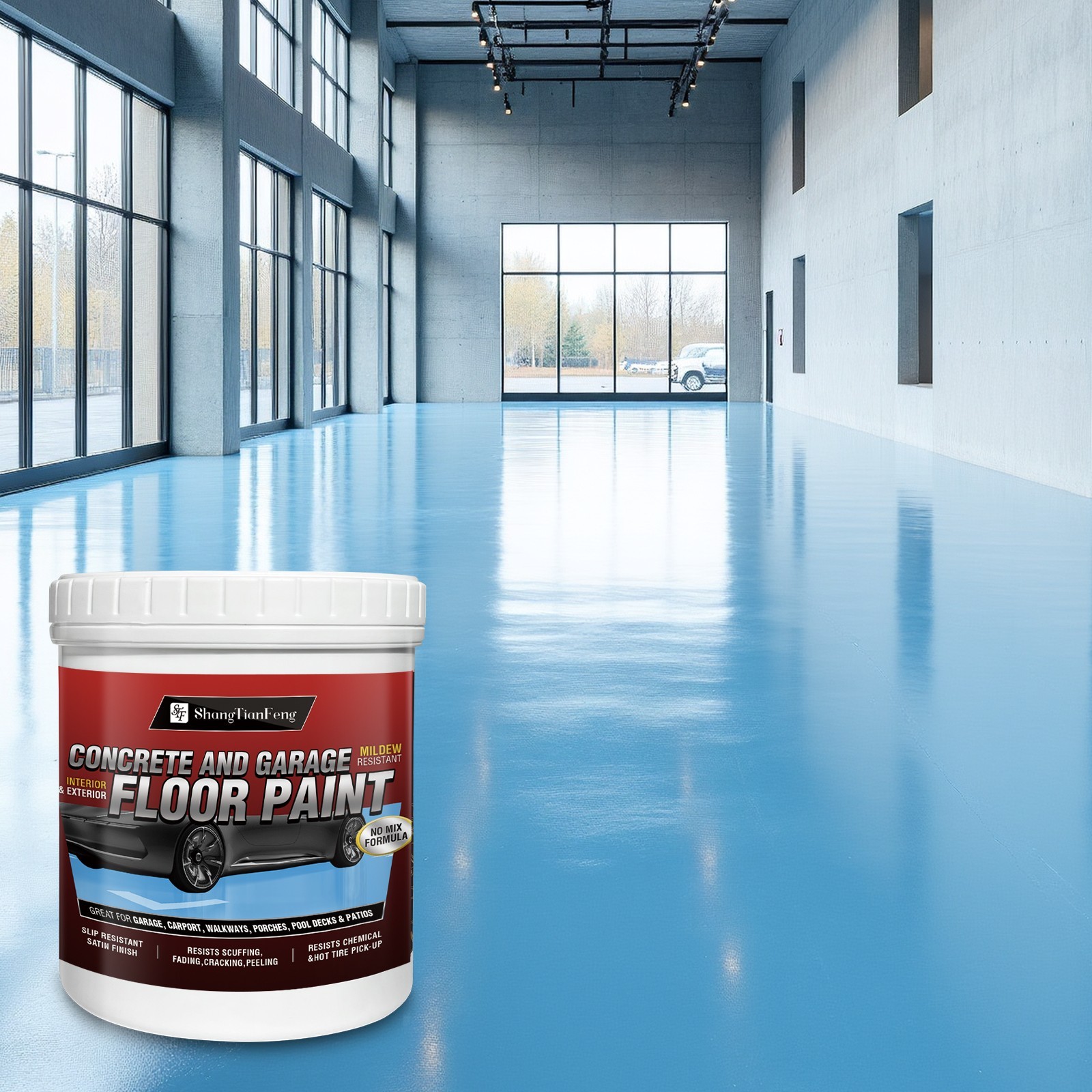 Epoxy Floor Paint Kit – Acrylic Concrete Coating for Garage Living Room 1 Gallon