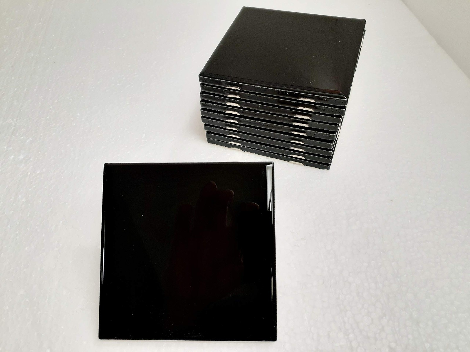4″ Black Ceramic Tile – 10 Piece Set for Shower, Bathroom, Kitchen Backsplash