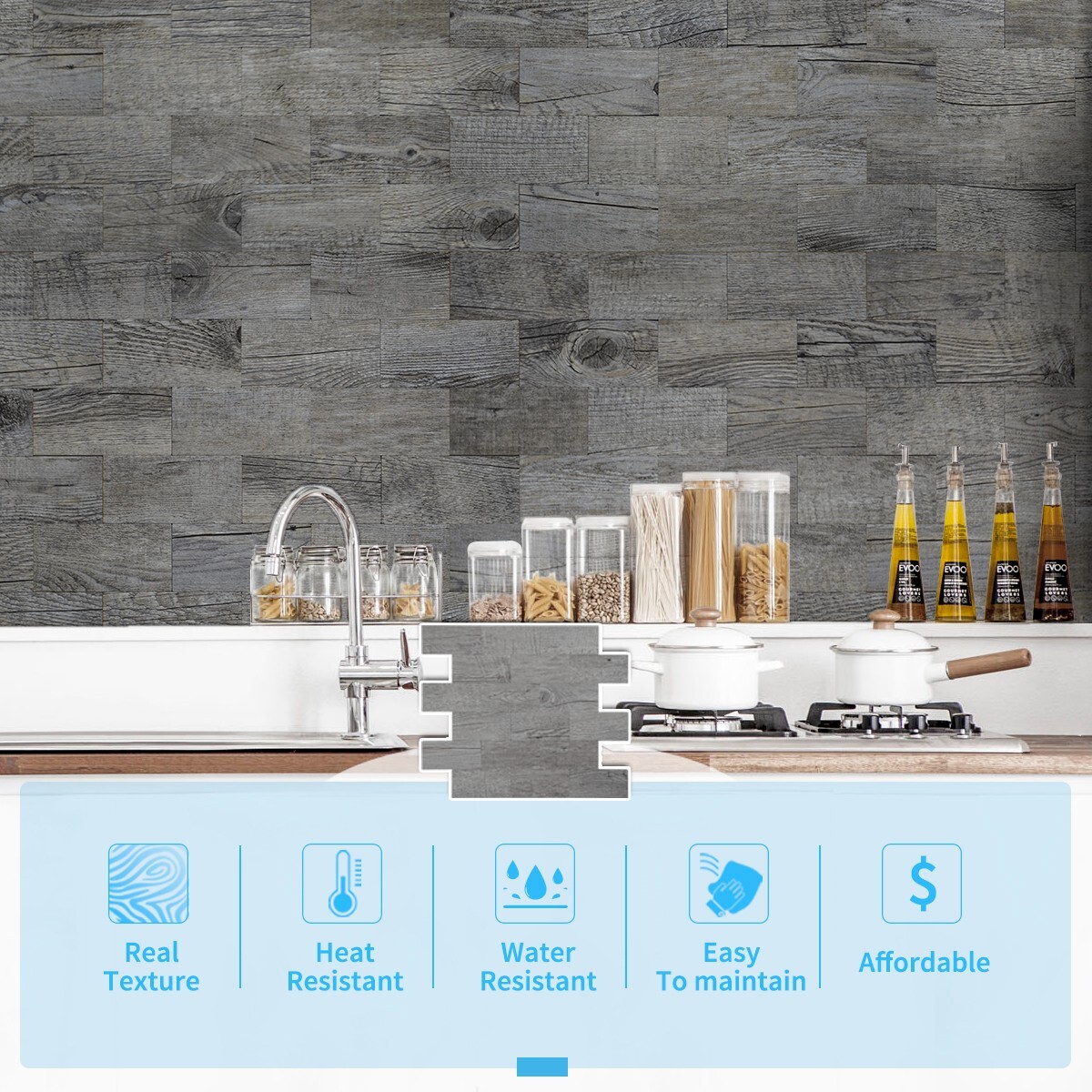 Art3d Peel and Stick PVC Panel Kitchen Backsplash Fireplace and Stair Decal