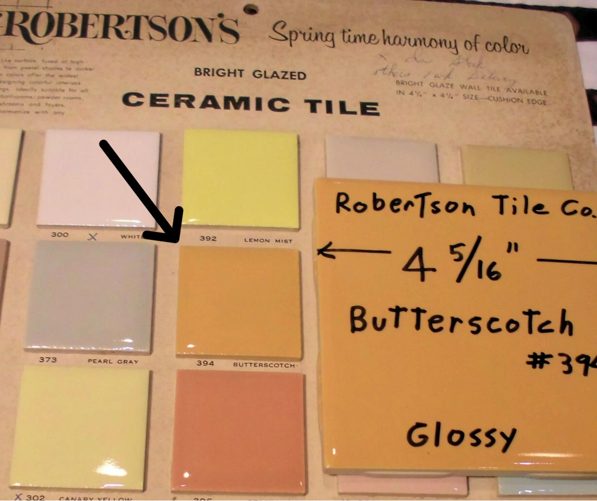 NOS 3-PACK LOT Vintage Ceramic Tile BUTTERSCOTCH 4-5/16″ Robertson Co. # 394