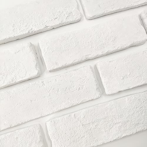 40 Pcs White Thin Brick Veneers, 2.4″ x 7.9″ Wall Brick, 3D Faux Brick for