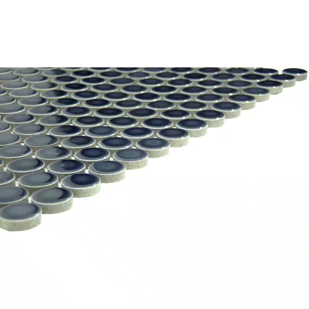 Savvy Navy 11 In. X 12 In. Penny Glossy Porcelain Mosaic Floor and Wall Tile (0.