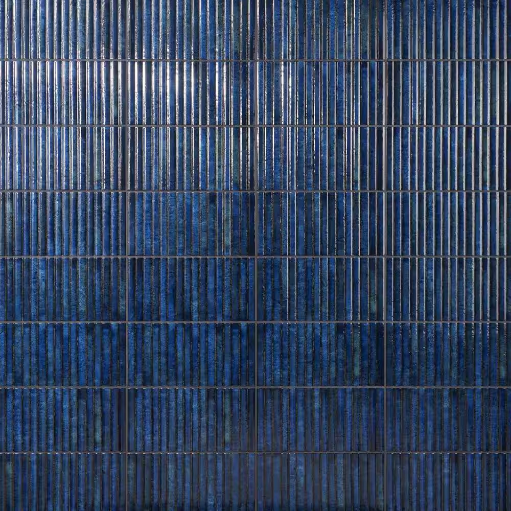 Mawr Blue 5.9 In. X 11.81 In. Polished Fluted Ceramic Wall Tile (9.68 Sq. Ft./Ca
