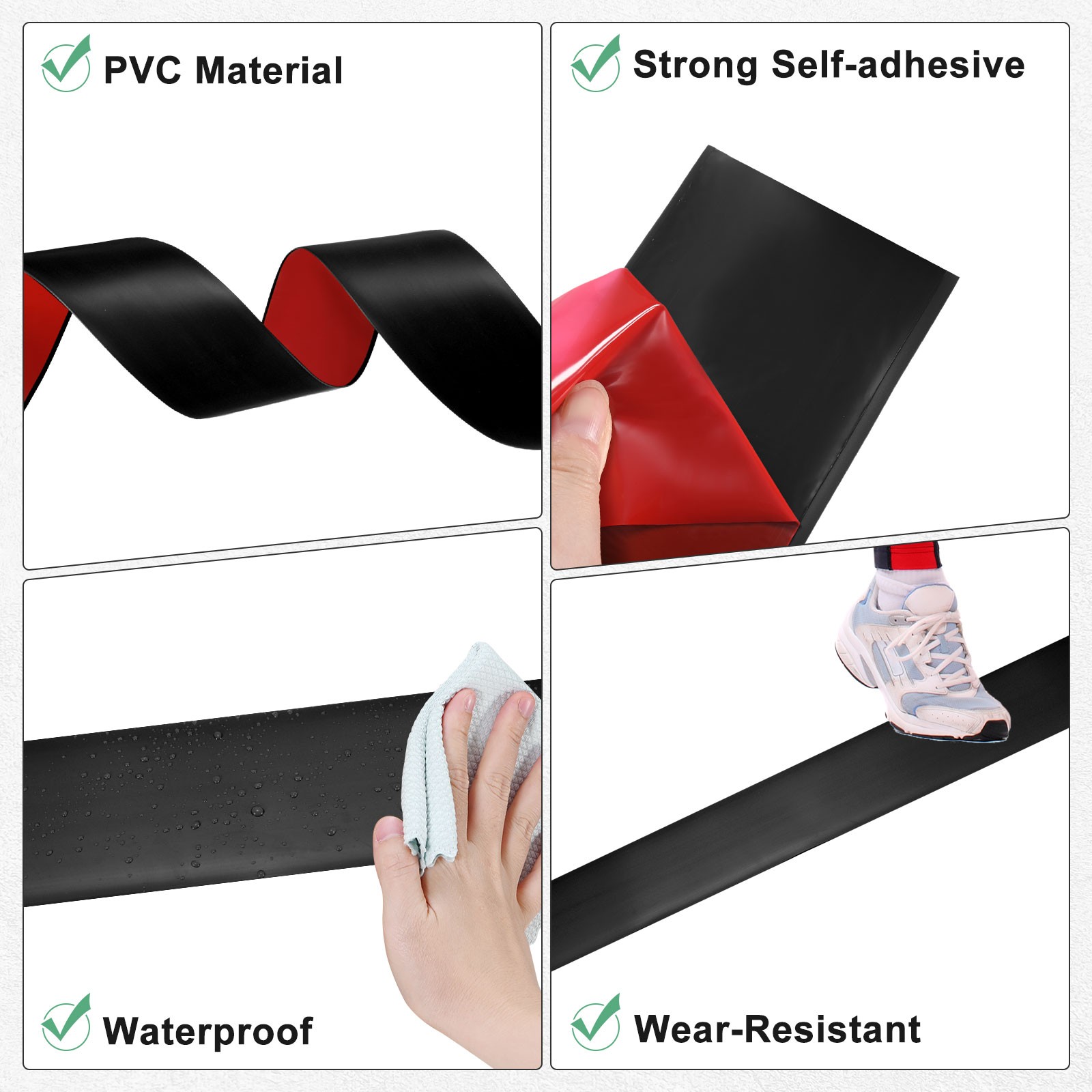 Transition Strip, 3.28FTx2.99Inch(1mx7.6cm) Floor Strip [Black]