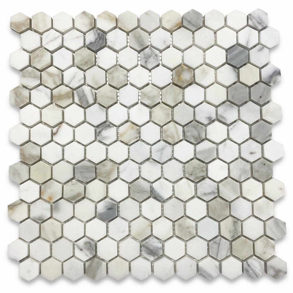 G31XH Calacatta Gold Calcutta Marble 1 inch Hexagon Mosaic Tile Honed