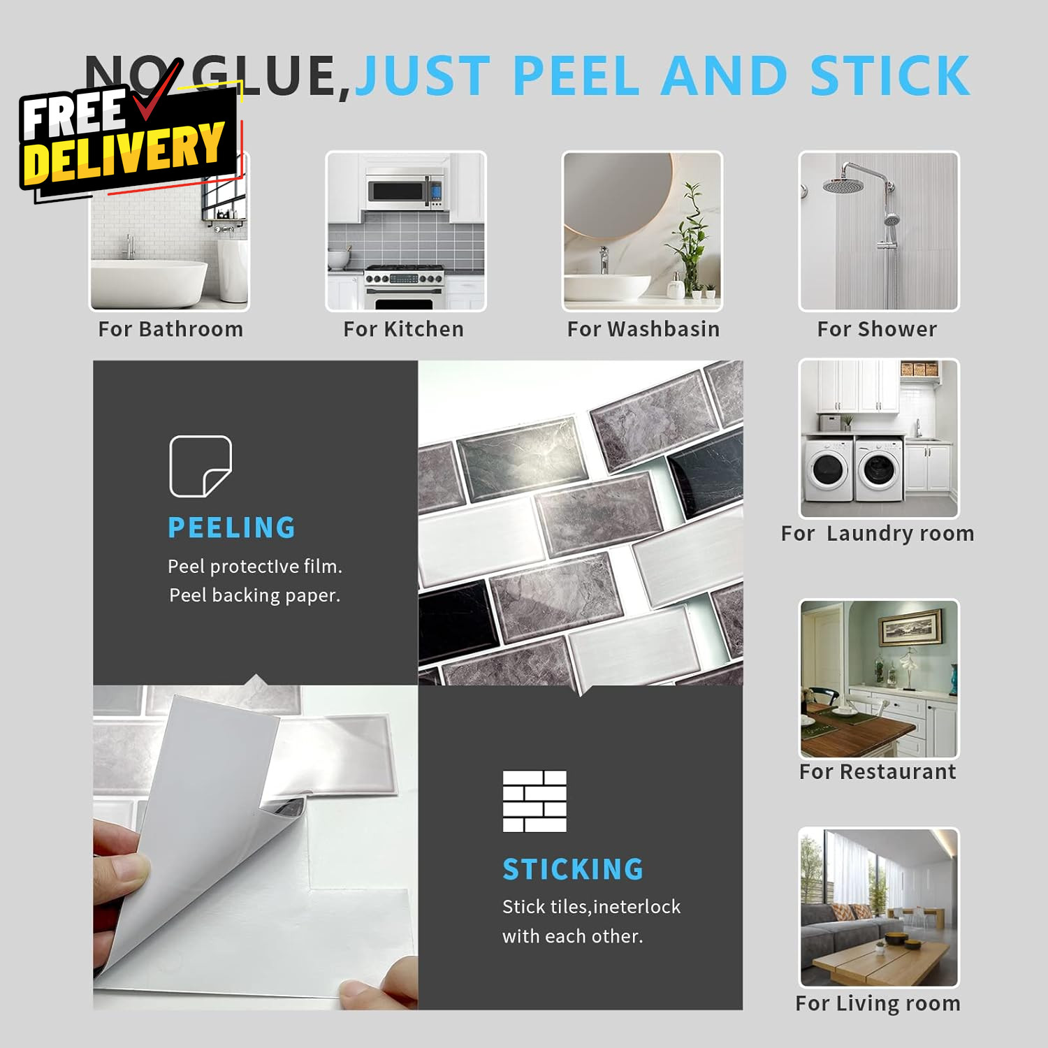10 Sheet Subway Tile Peel and Stick Backsplash for Kitchen 12X12 Self Adhesive..