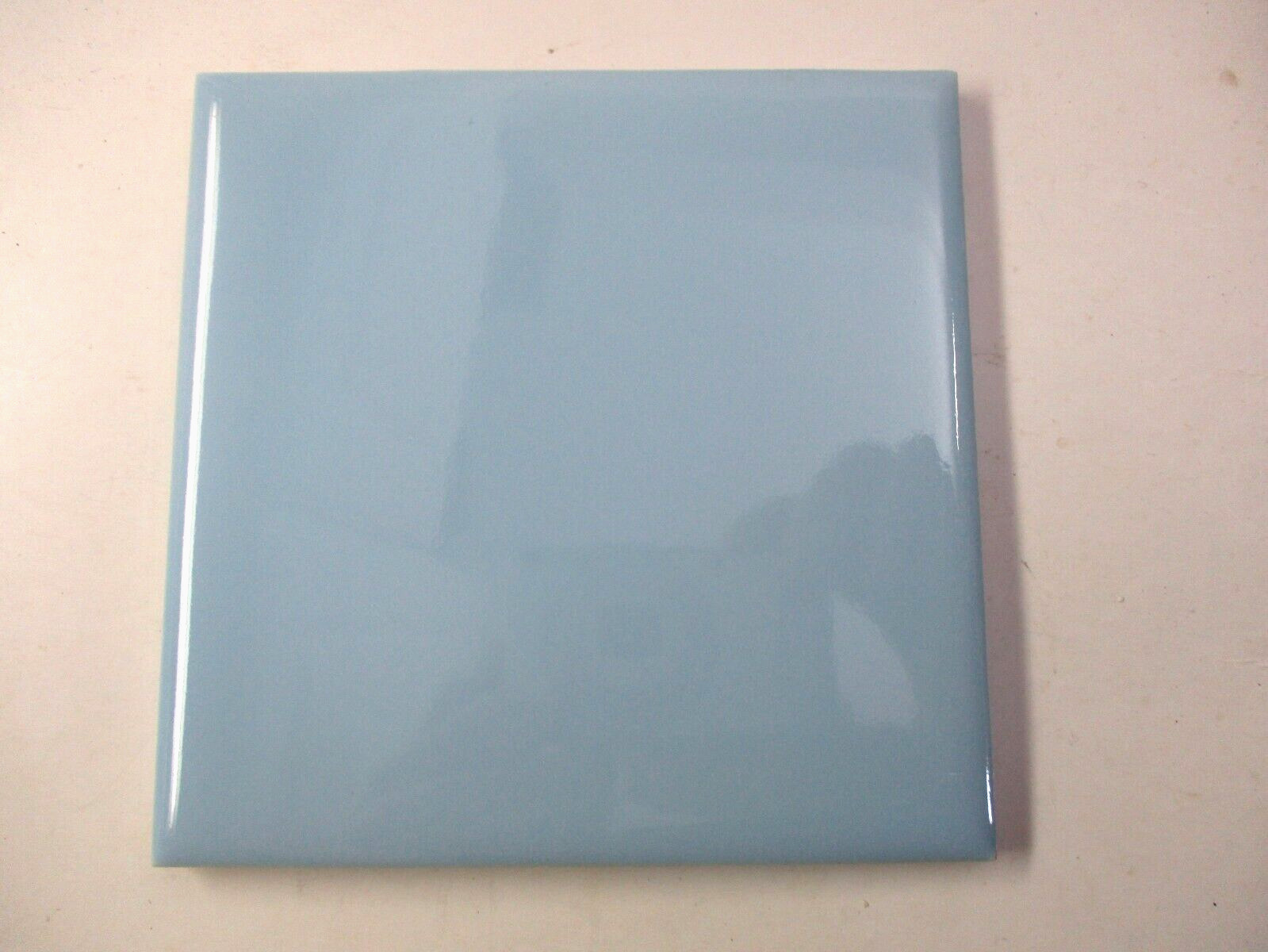 1 Wall Tile Mosaic USA 4-3/8″ Sq. Gloss Baby Blue Ceramic 1950 MCM Retro Vintage