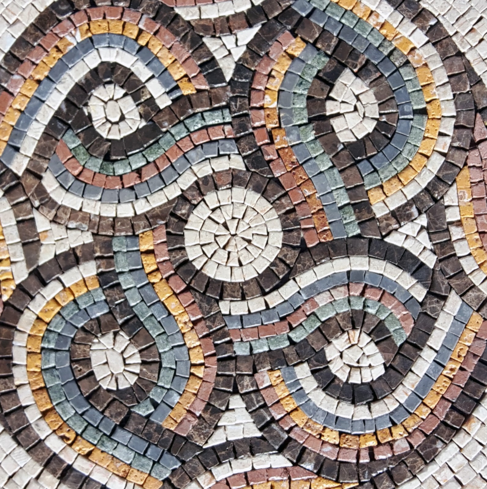 Handmade Multicolored Striped Looping Pattern Mosaic Tile