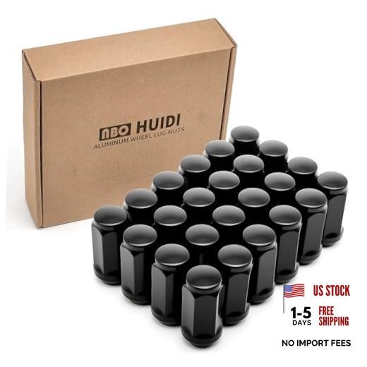 24pcs M14 x 1.5 Lug Nuts, 1.8″ (45mm) Closed-End One-Piece Conical Seat, Black