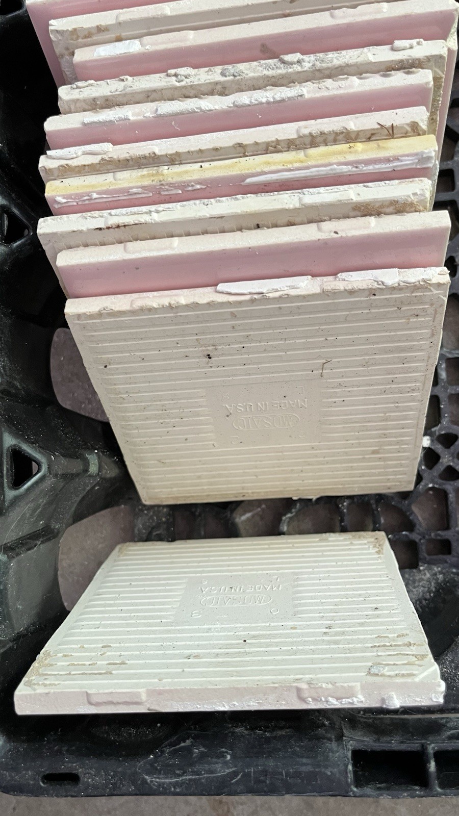 Vtg Lot 100’s-PINK Mosaic Tile USA Company-4 3/8″ Square Ceramic-Reclaimed-Ohio