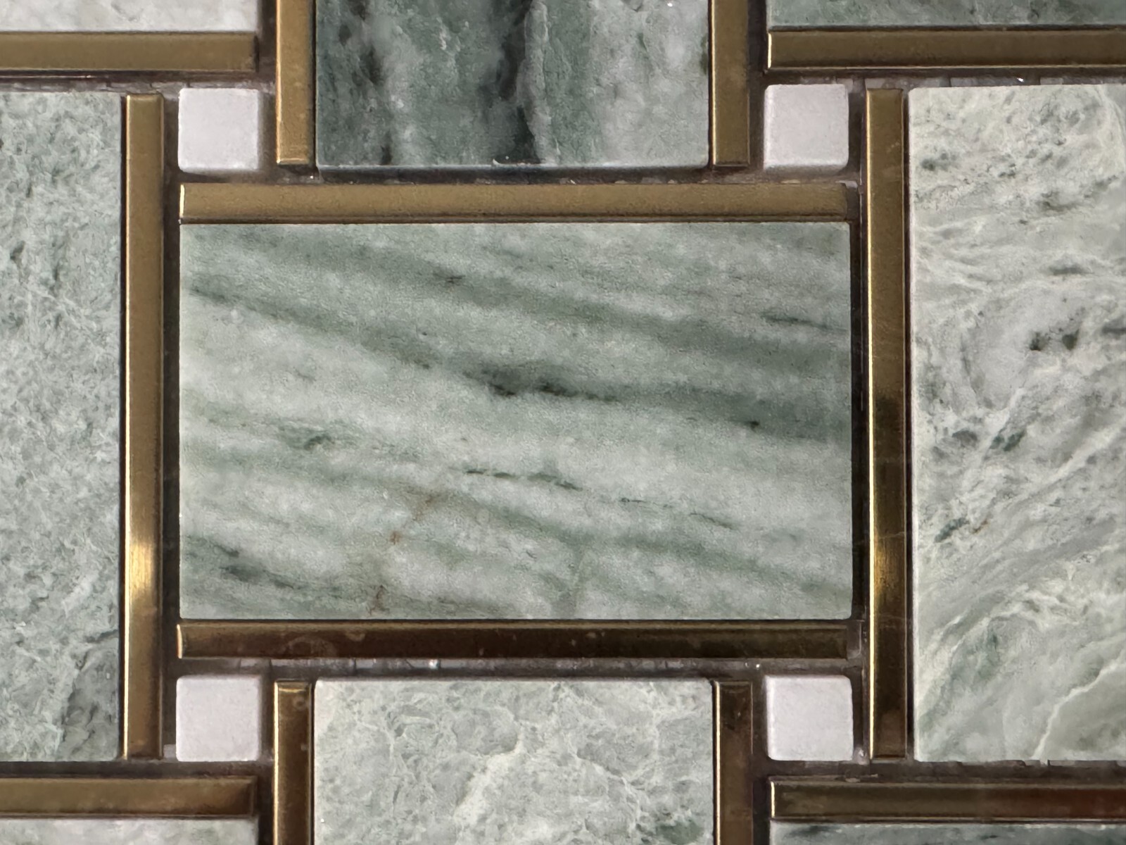 S59 Green/White Marble Rectangle Braid Tile Mosaics Kitchen Bathroom Backsplash
