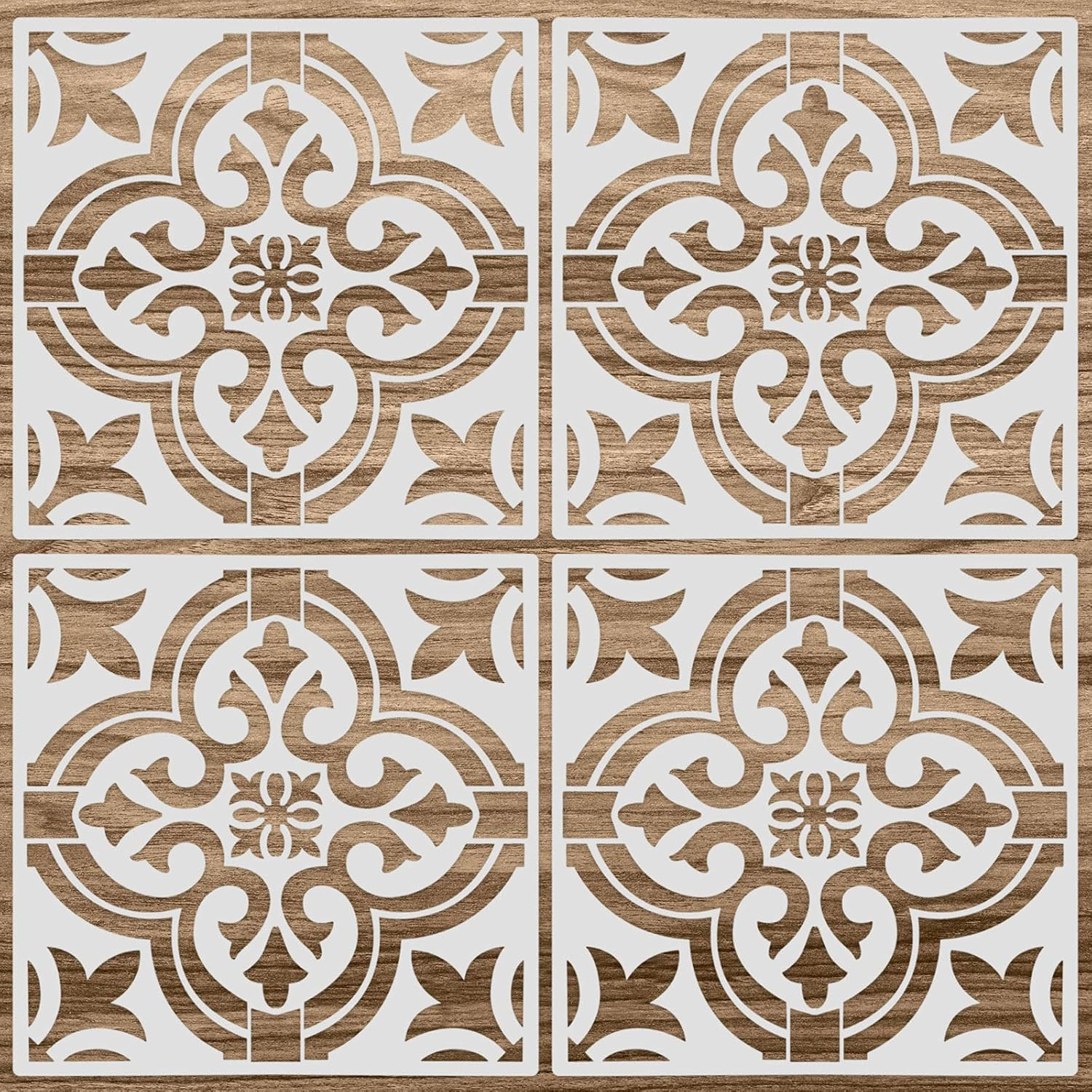4 Pieces Reusable Tile Stencil Floor 12 X 12 Inches Wall Templates Tile Pattern