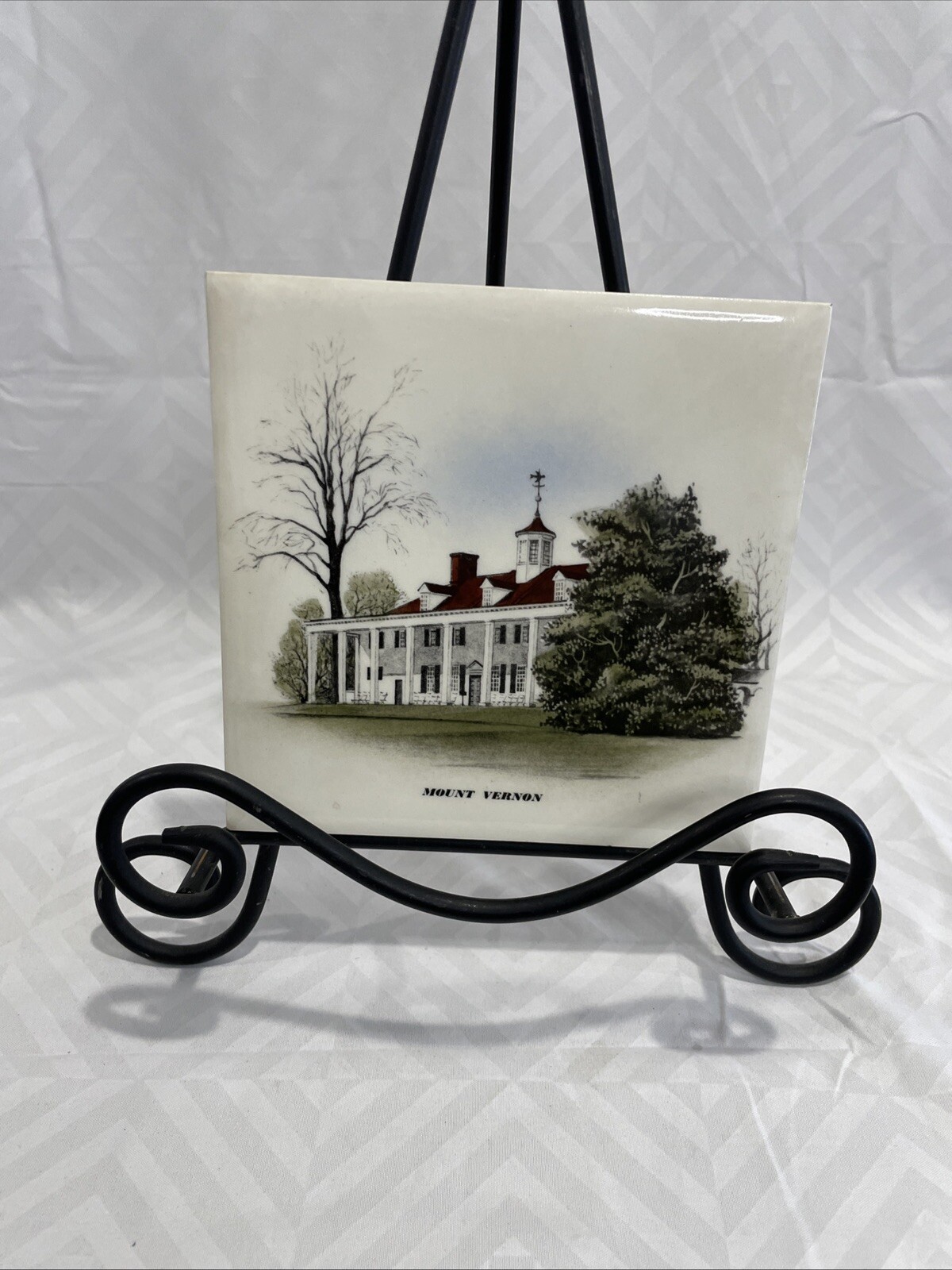 Mount Vernon Decorative Souvenir Ceramic Tile Trivet Cork Back Delano Studios