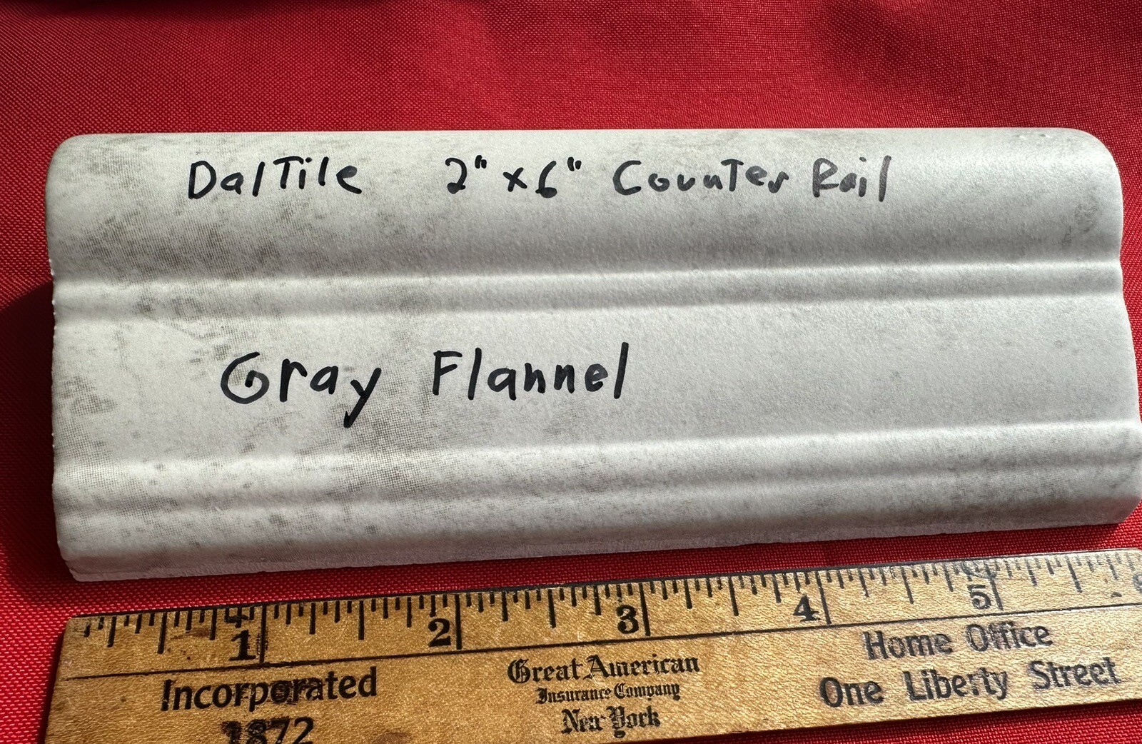 1 pc. Daltile: Light & Darker Grays: V-Cap Ceramic Trim Tile: Countertop-Edging