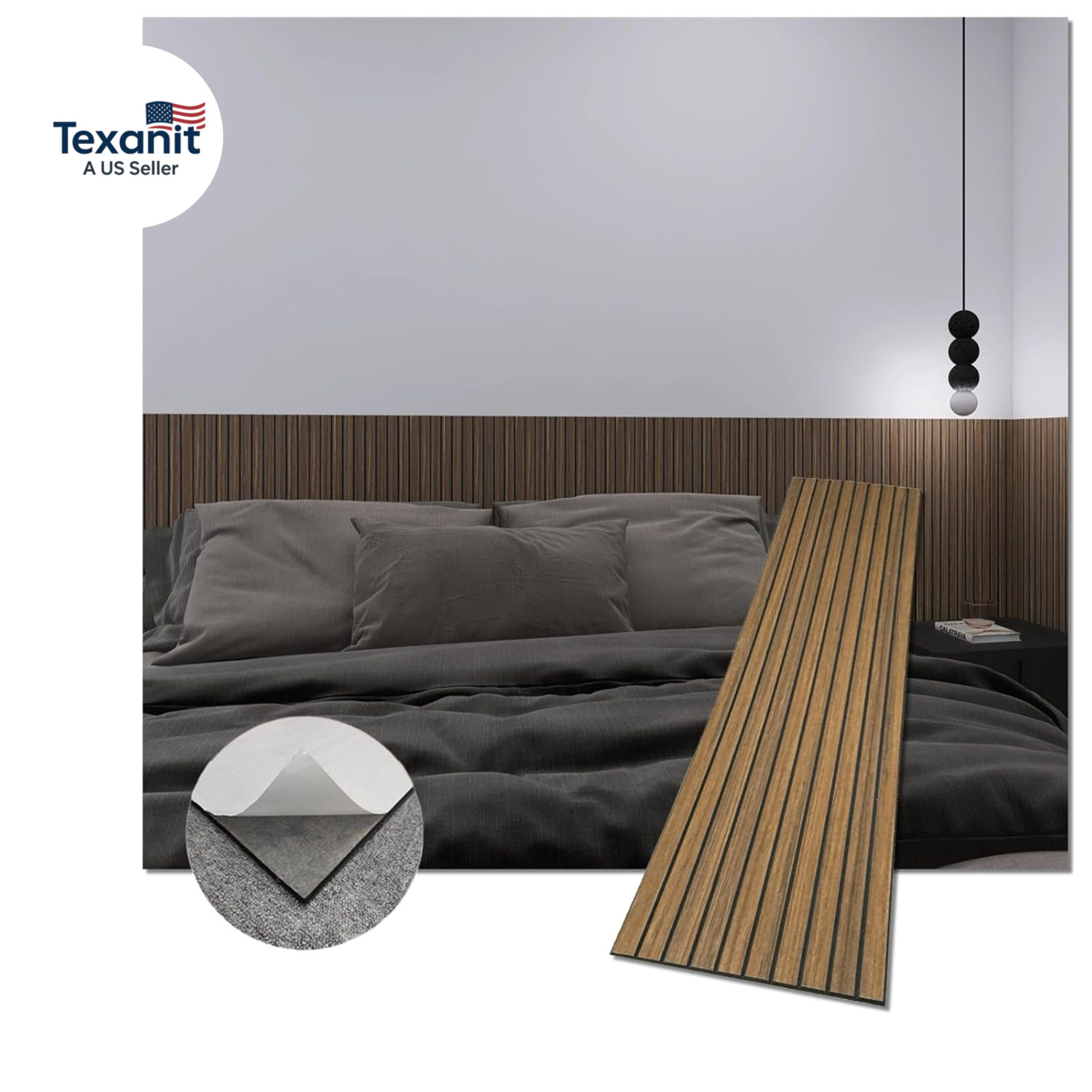 Modern Self-Adhesive Wood Slat Wall Panels, Peel and Stick Wooden Design, Decora