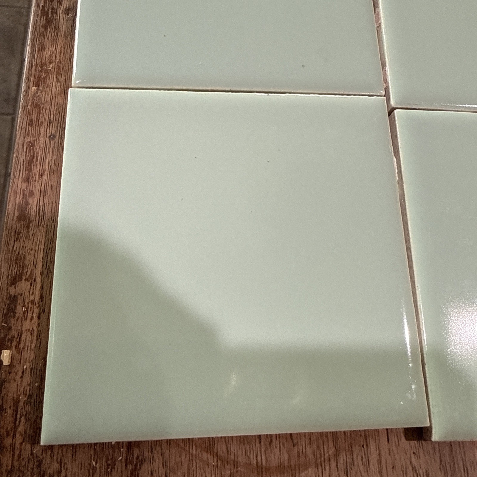 LOT OF 8 VINTAGE LIGHT GREENISH/turquoise CERAMIC WALL TILE SQUARE 4-1/4X 4-1/4