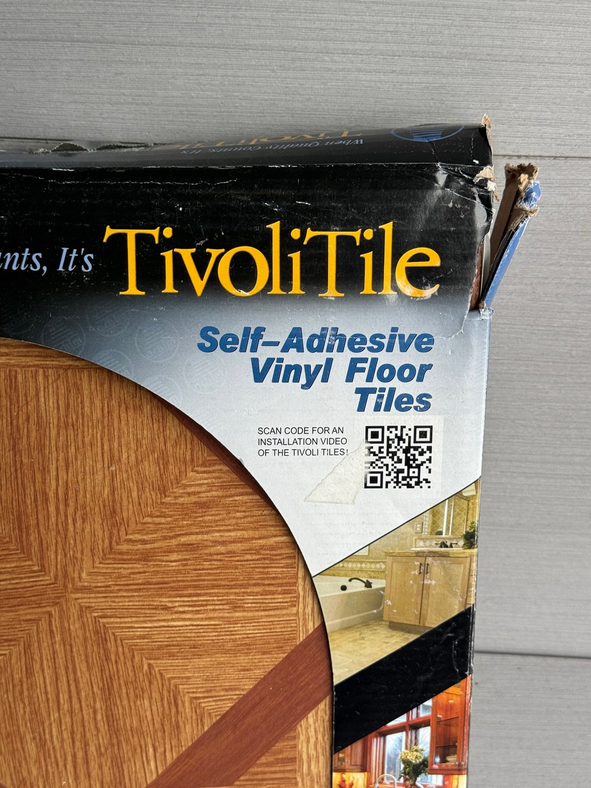 TivoliTile Self-Adhesive Vinyl Floor Tiles 12×12 Wood Grain High Gloss 45 sq ft
