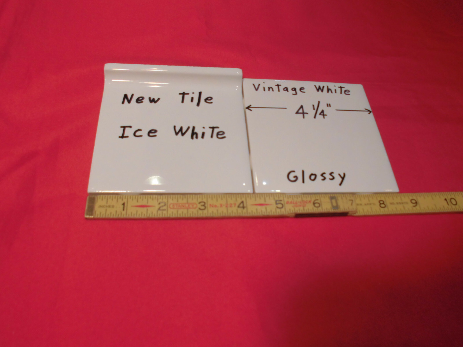 1 pc. Vintage White: 4-1/4″ Glossy Ceramic Tile from the 1990’s New Stock, USA