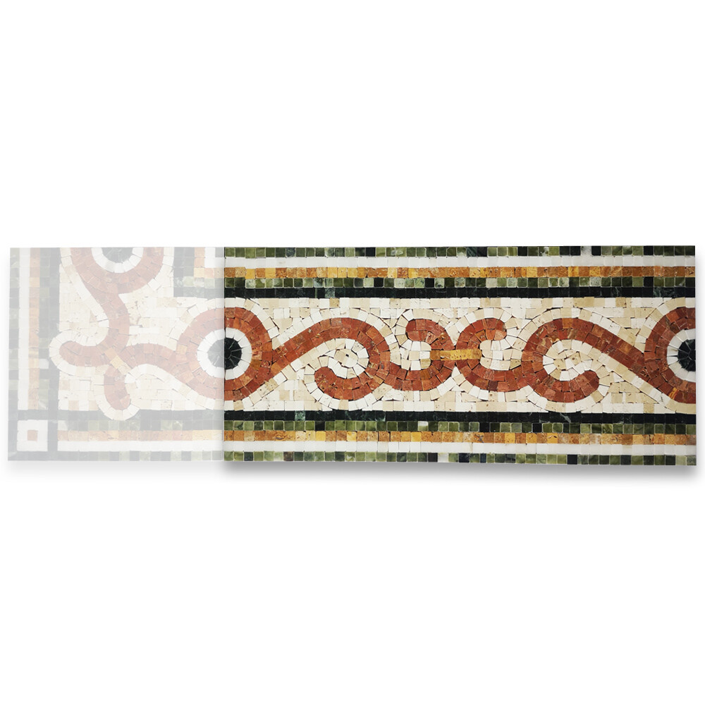 B0113P Coral Seagrass 8.3×17.7 Marble Mosaic Border Listello Tile Polished