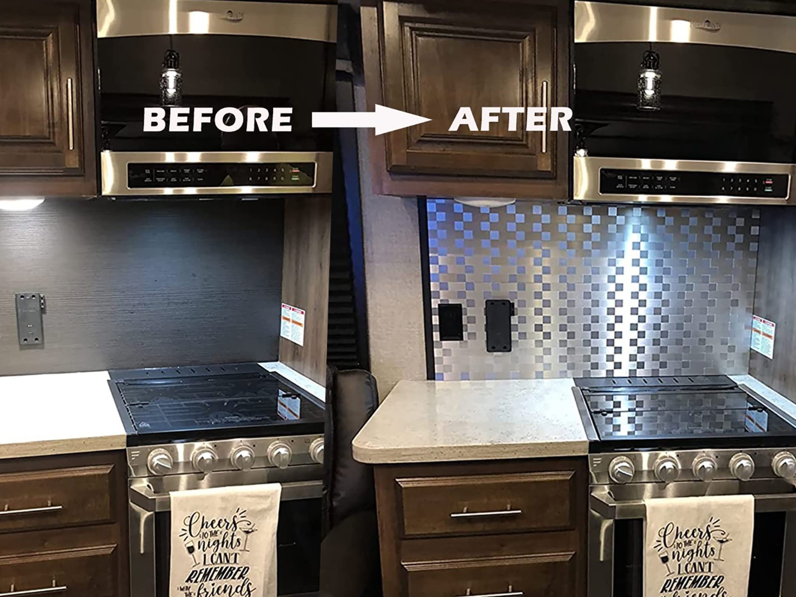 10-Sheet Peel and Stick Kitchen Backsplash, Stainless Steel Metal Tiles, 12″x12