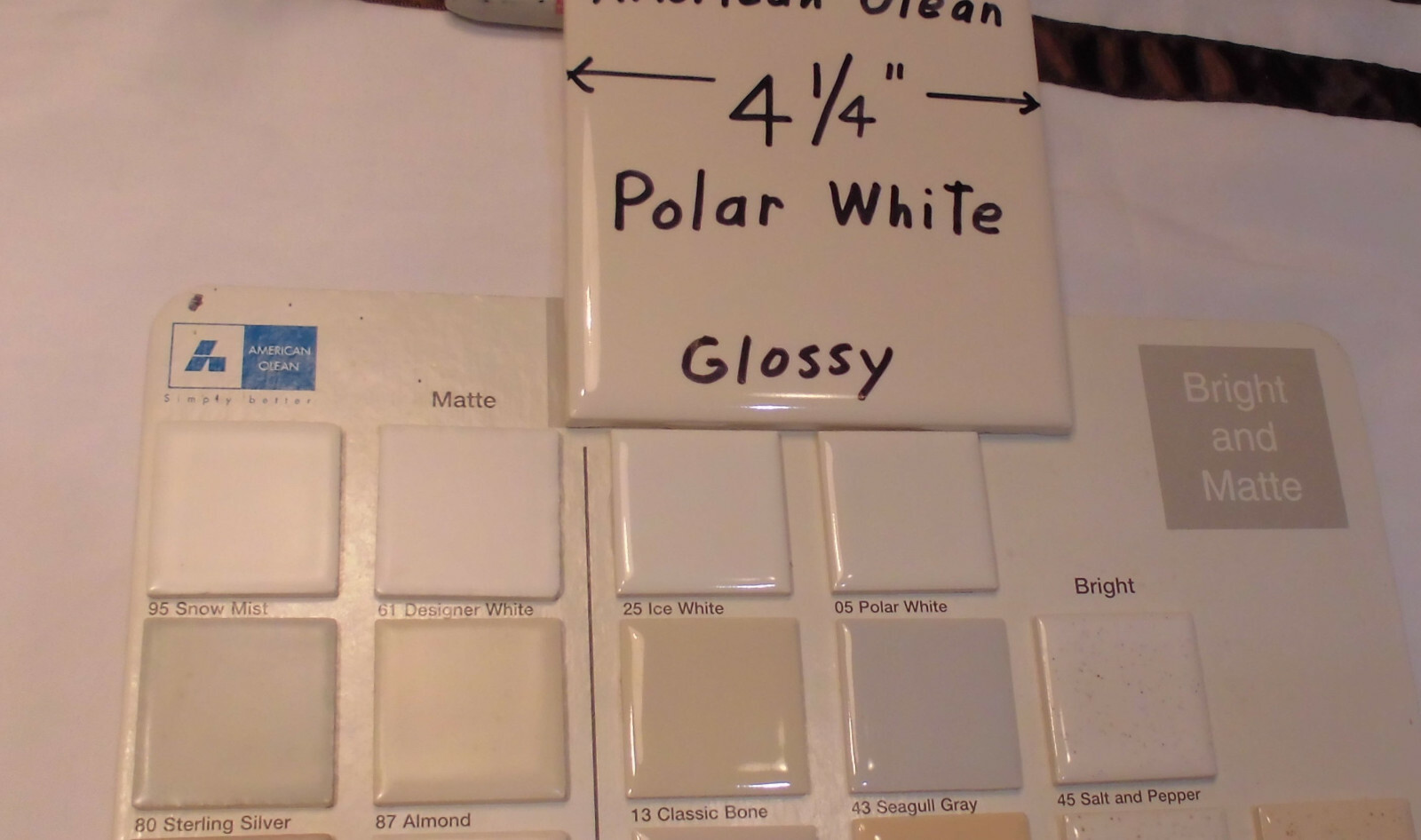 1 pc. Polar White Color: Glossy Ceramic Tile by American Olean Co. New, Mint