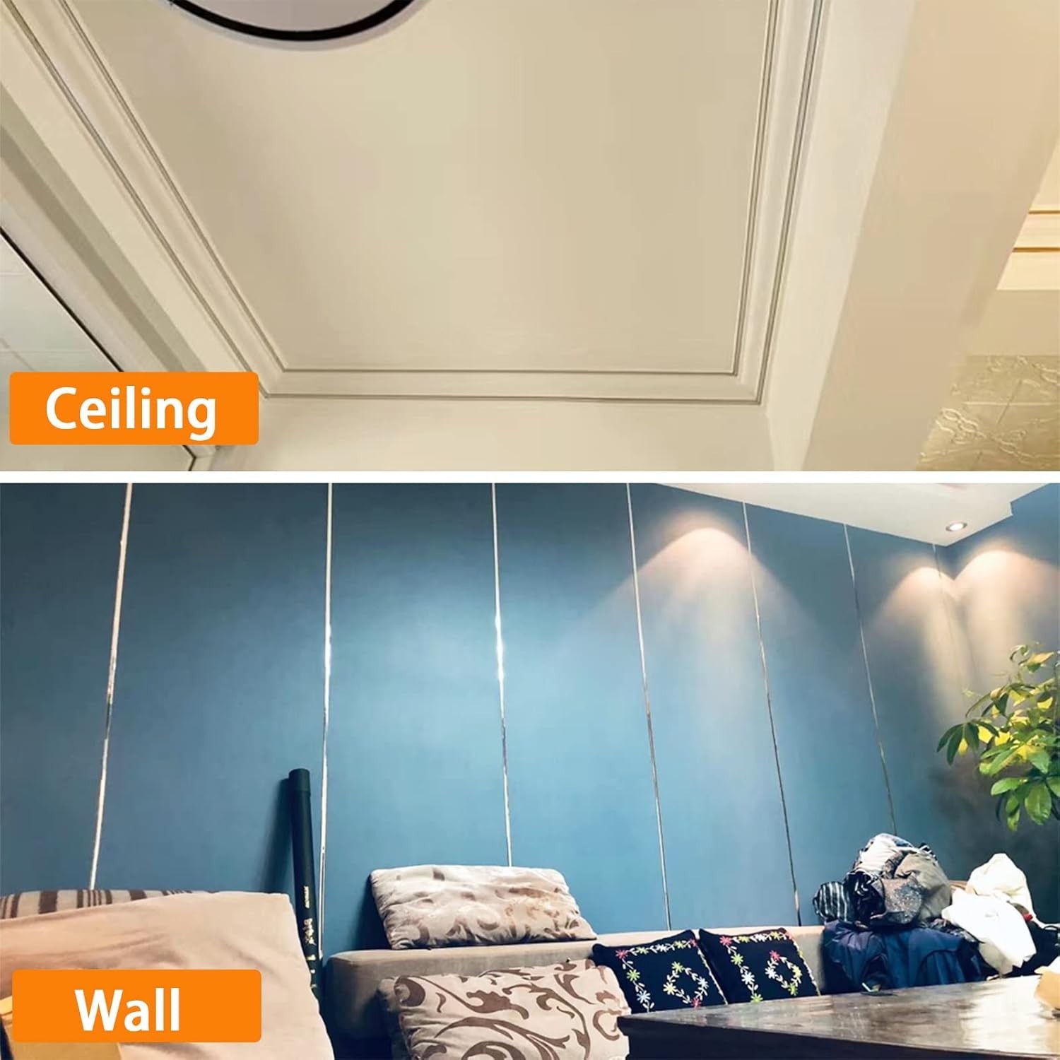 Wall Trim Fireplace Molding Silver Stainless Steel Peel & Stick 16.4 ft