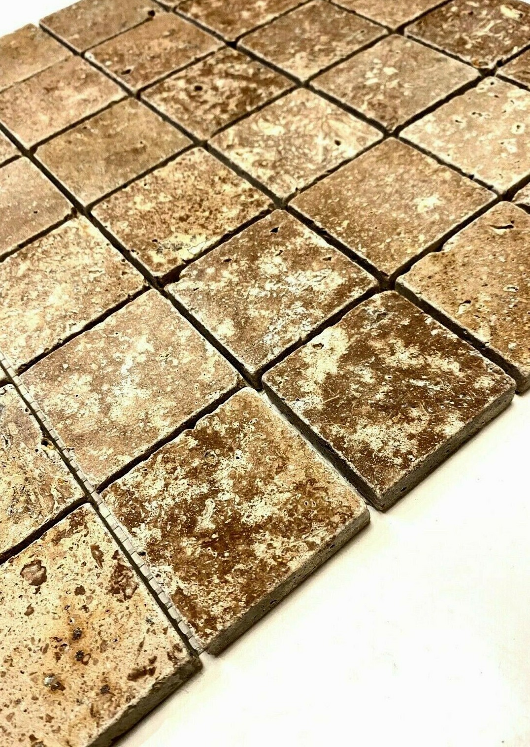 2×2 Noce Tumbled Aged Travertine Mosaic Tile Wall Floor