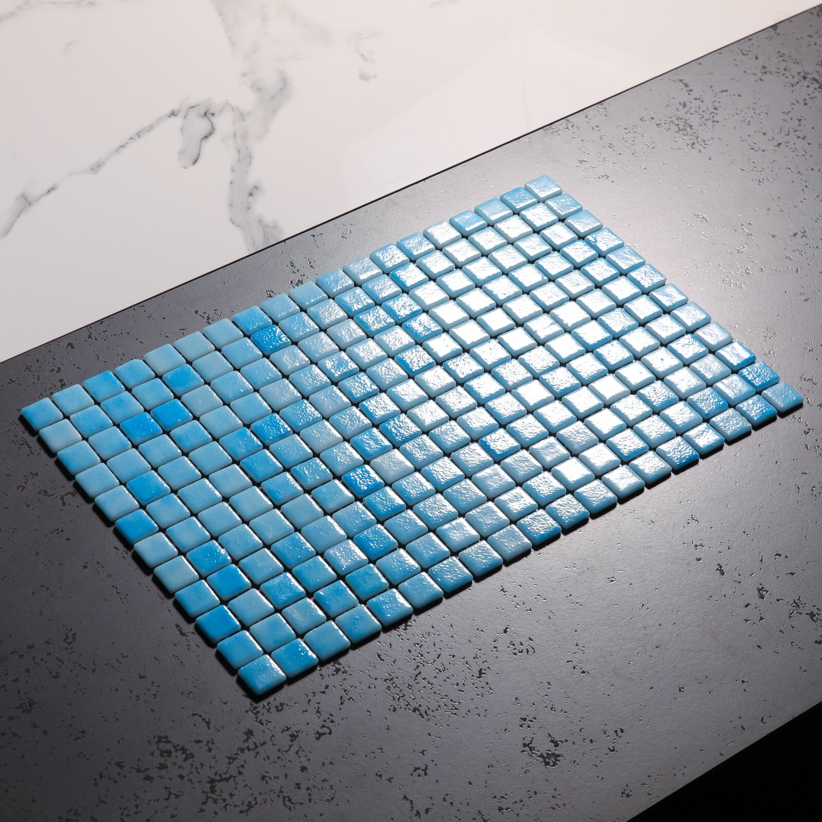 Pressed Glass Mosaic on Pool Net 32.5×51.5 – Caribbean Pool Glossy