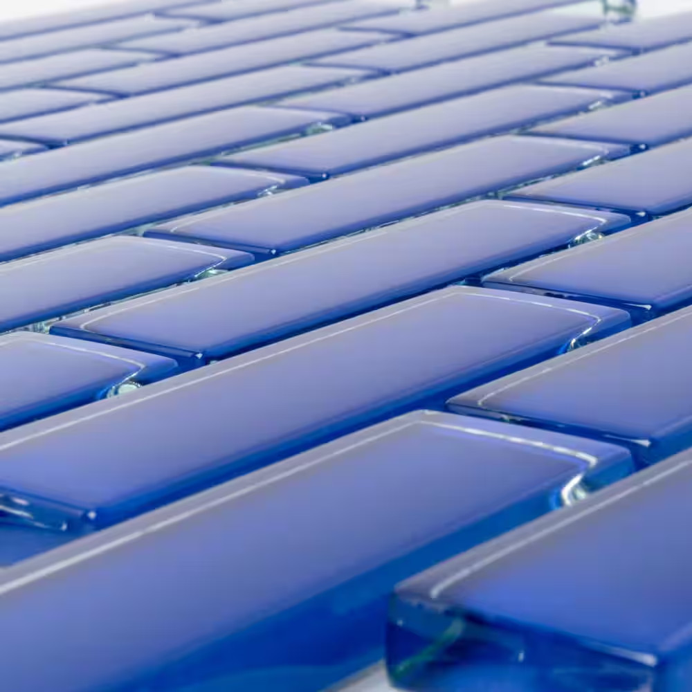 Cobalt Blue 11.9 In. X 11.9 In. Polished Glass Mosaic Tile (4.92 Sq. Ft./Case)