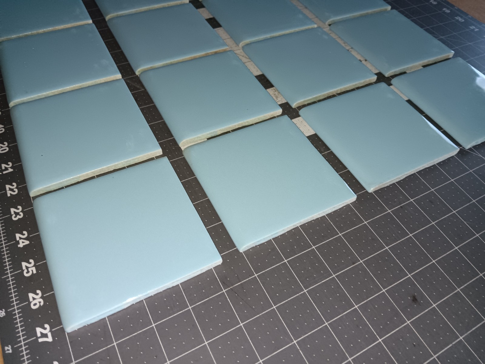 24 pack Vintage Ceramic Tile BLUE BULLNOSE Bathroom Kitchen VINTAGE Tile MCM