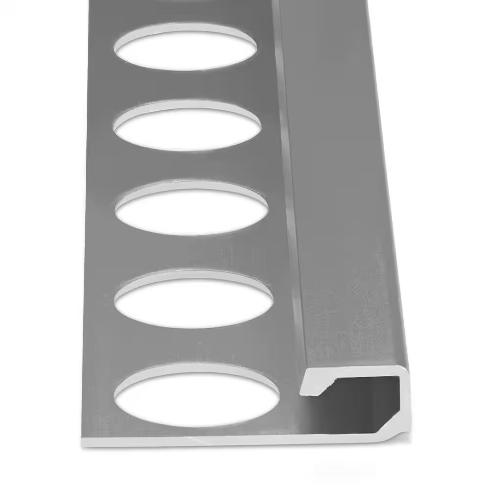 Satin Silver 5/16 In. X 98-1/2 In. Aluminum Square Tile Edging Trim