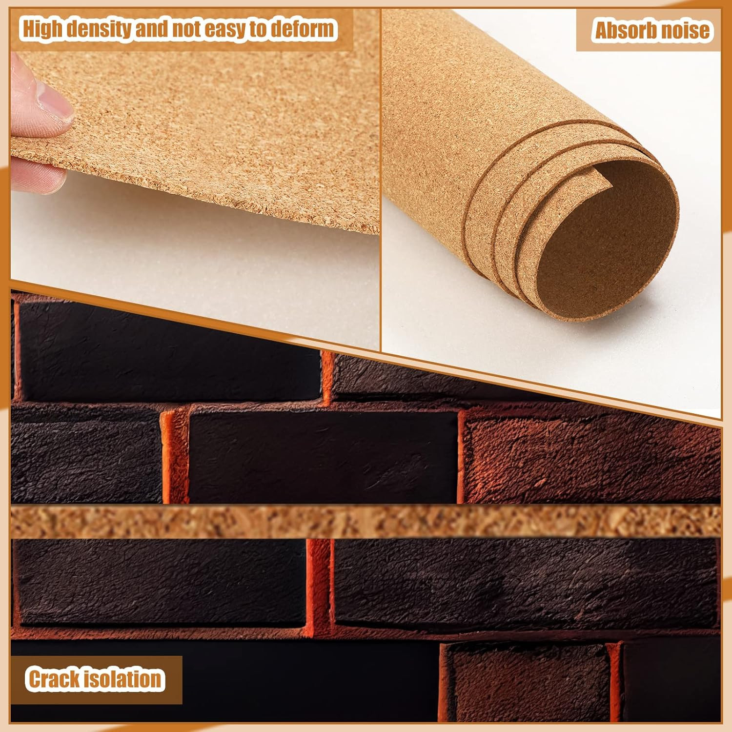 200 Sq. Ft. Cork Roll Cork Mat Roll 48 X 600 Inch Cork Underlayment Roll 1/8 Thi