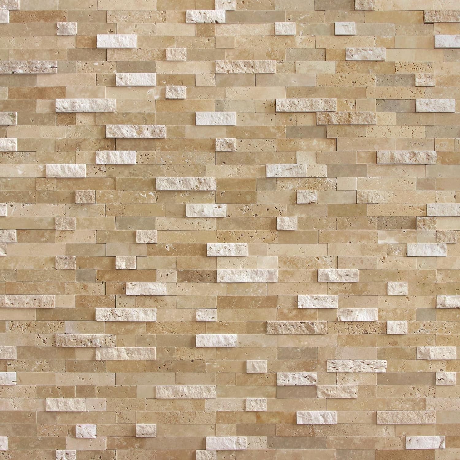 Natural Stone Mosaic Tiles Peel Stick 3D Beige Kitchen Backsplash Heat Resistant