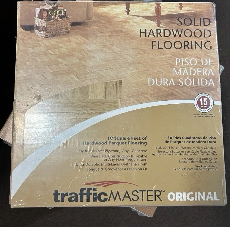 Traffic Master Solid Hardwood Hevea Parquet Flooring Natural Prefinished NEW
