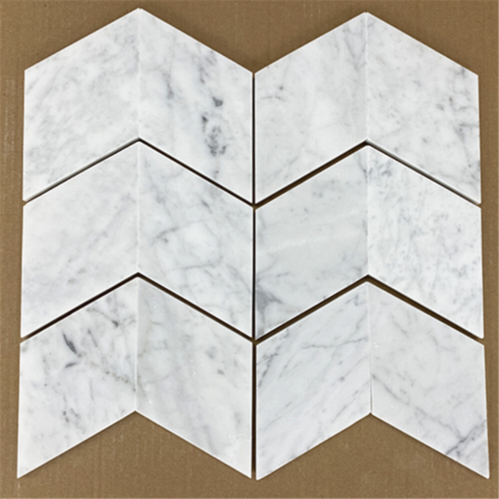 C56H Carrara Marble Diamond Tile Honed 4×8 Rhomboid Venato Carrera