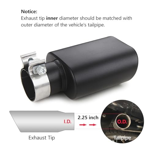 Square Exhaust Tip 2.25″ Inlet, Black Coating Rectangle 2.25inch Black Coated