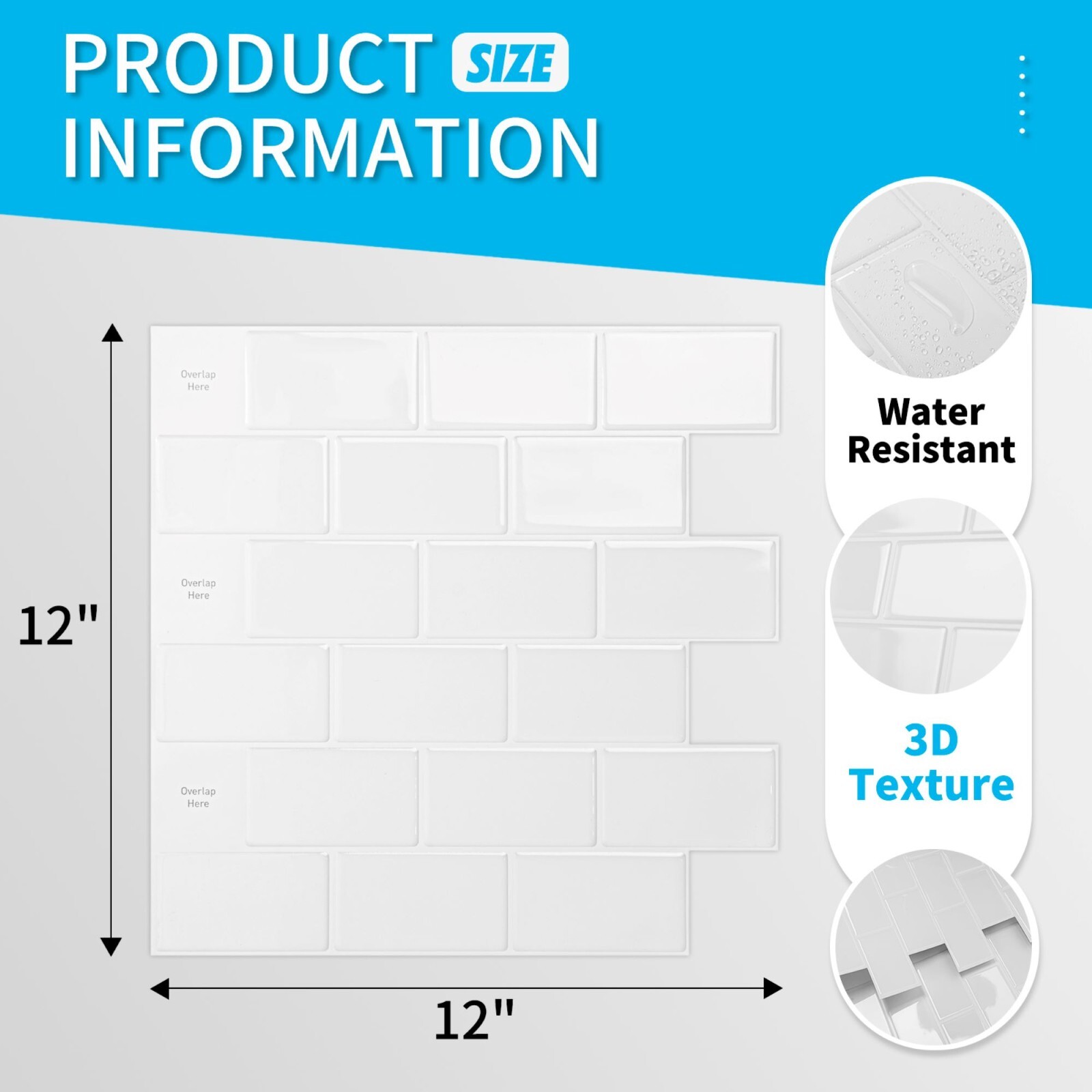Art3d 10-Sheet 12”X12” Peel and Stick Backsplash Tile for Kitchen,Subway Tiles
