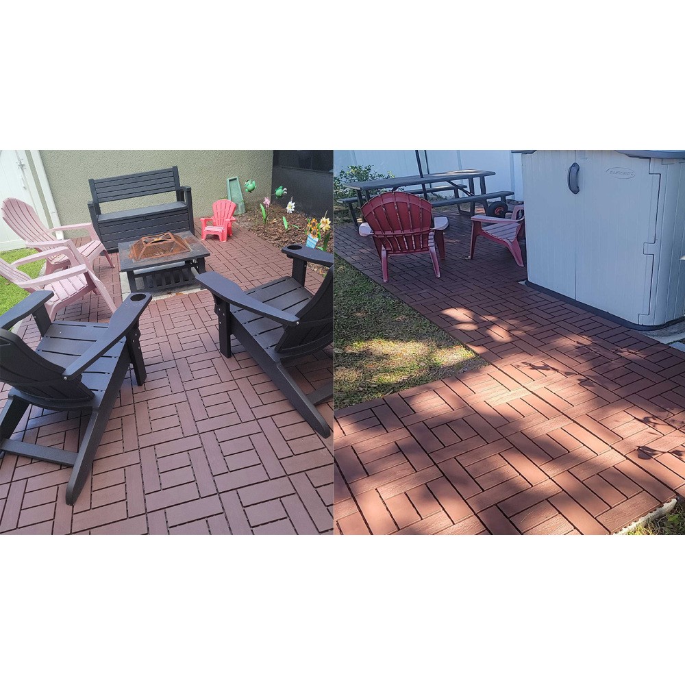 12″ Interlocking Floor Tiles 44 Pack Red Brown PP DIY Modular Deck Tiles