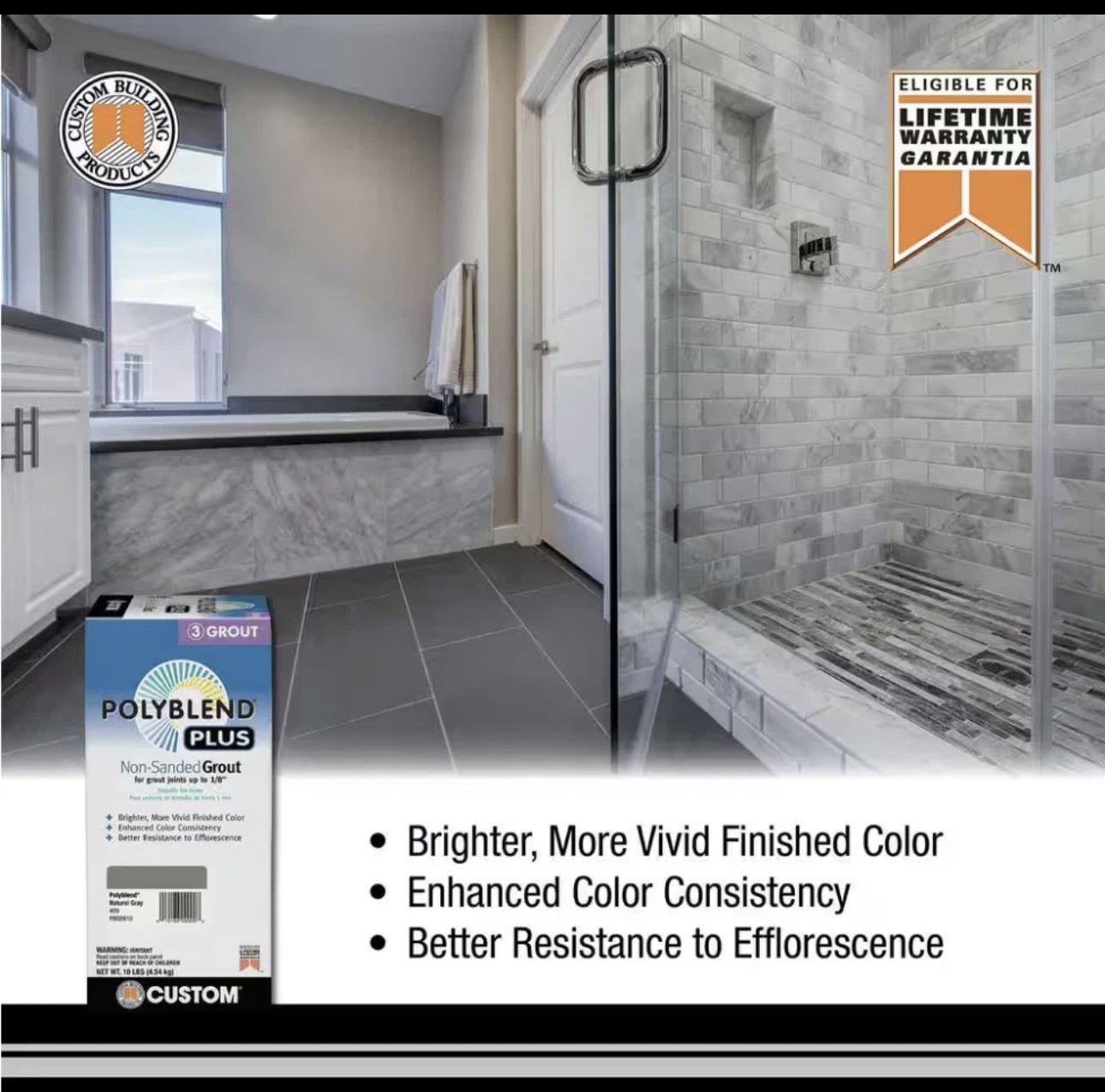 Custom Polyblend Plus Non-Sanded Grout – #165 Delorean Grey – 10 lb