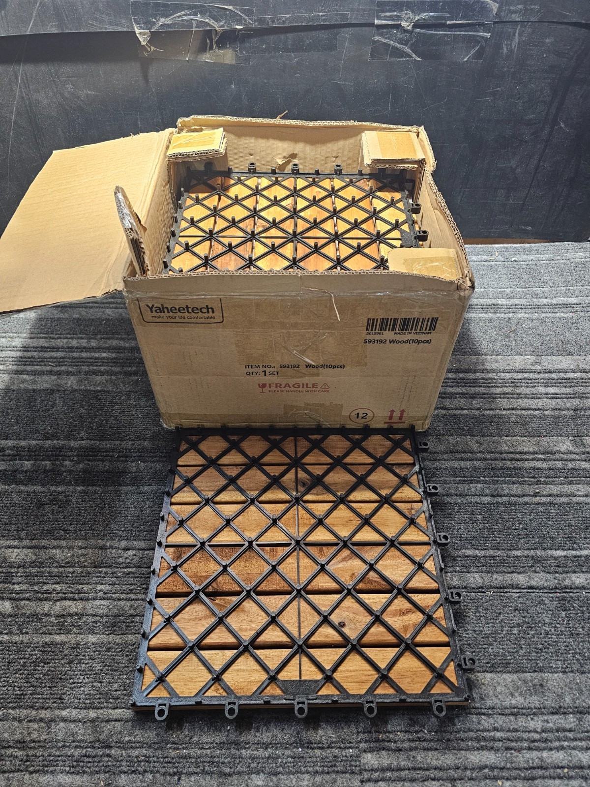 (QTY 10)Yaheetech 12 × 12 in Wooden Interlocking Flooring Tiles for Patio Garden